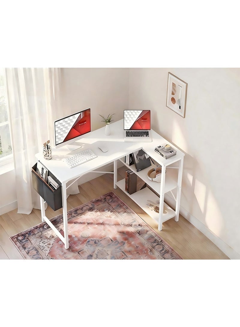 ZUIHAO 40" L Shaped Desk with Storage Shelves Corner Gaming Desk with Storage Bag Multifunctional Modern Wooden Table for Home Office - Image 1